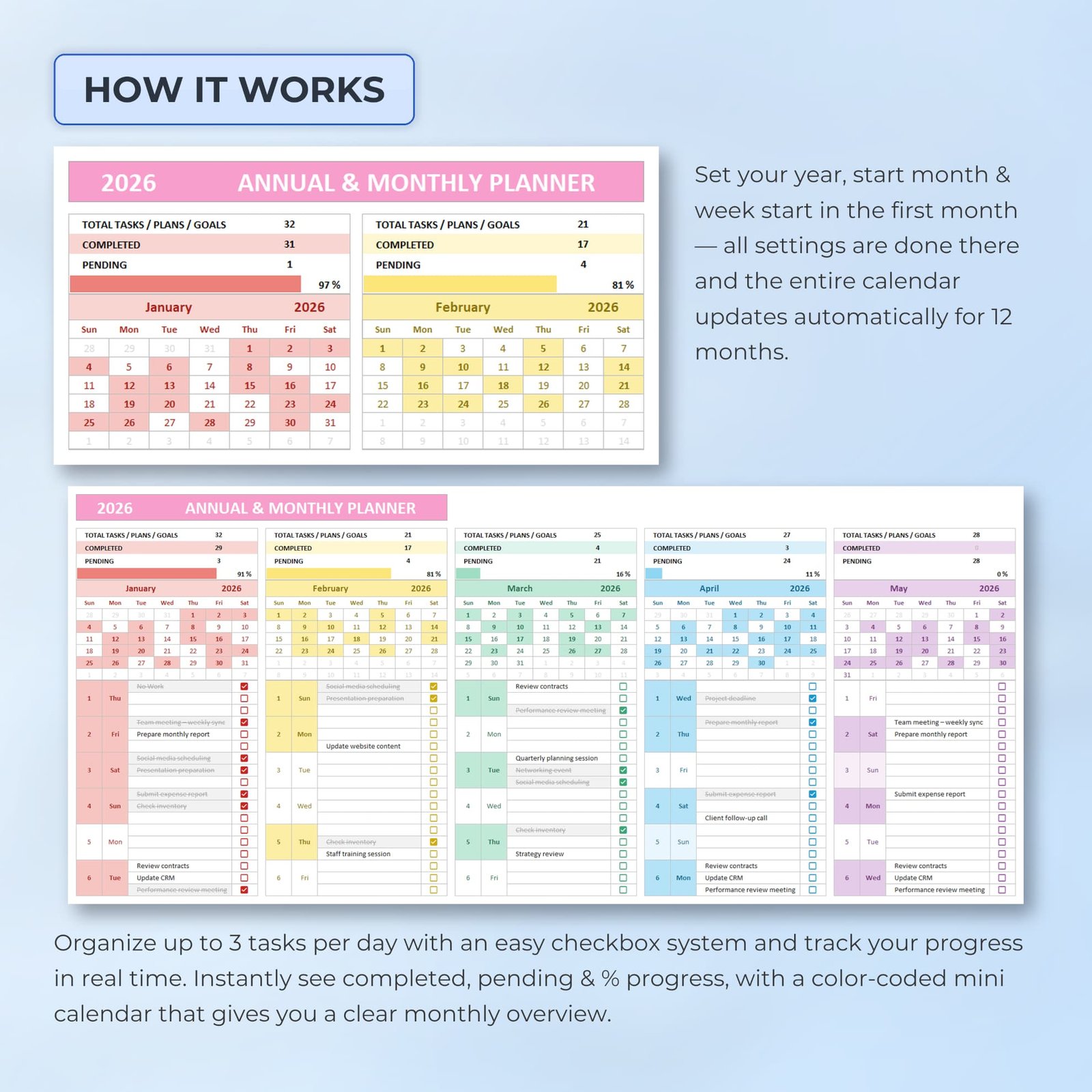 Year at a Glance Calendar Planner – Template 1 - Image 2