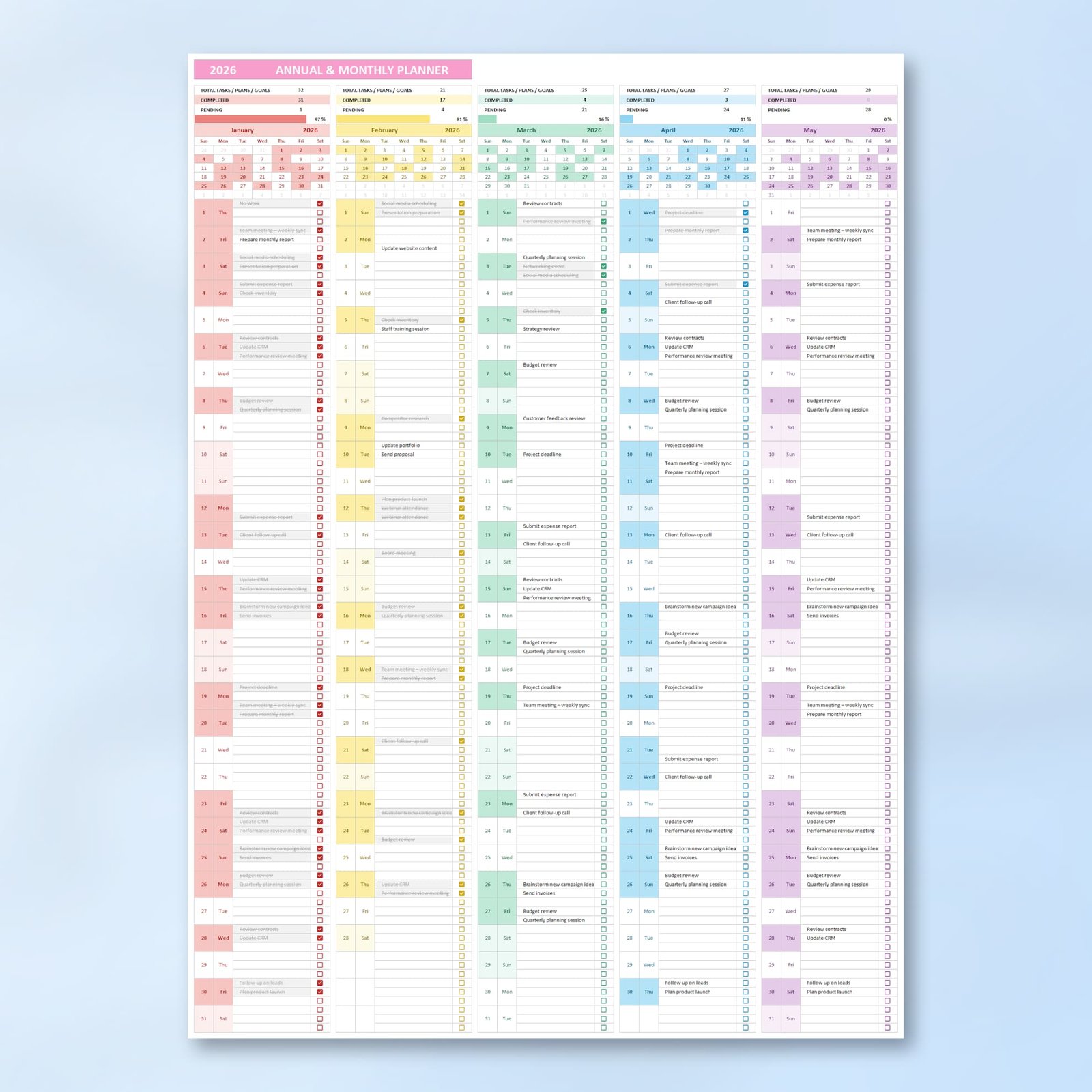 Year at a Glance Calendar Planner – Template 1 - Image 4