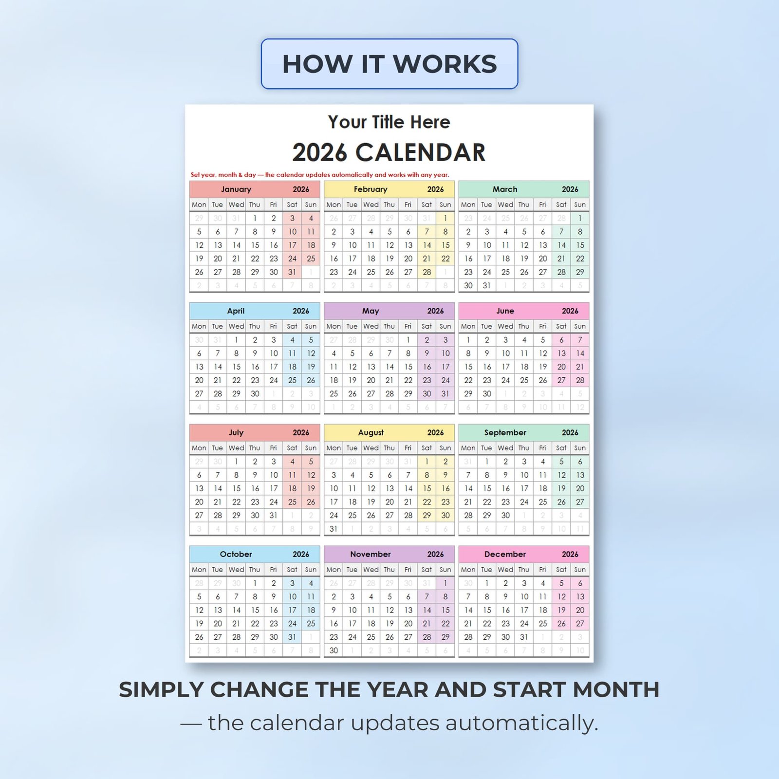 Year at a Glance Calendar Planner – Template 1 - Image 6